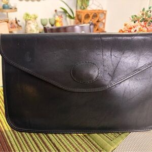 Michael Green vintage black leather clutch